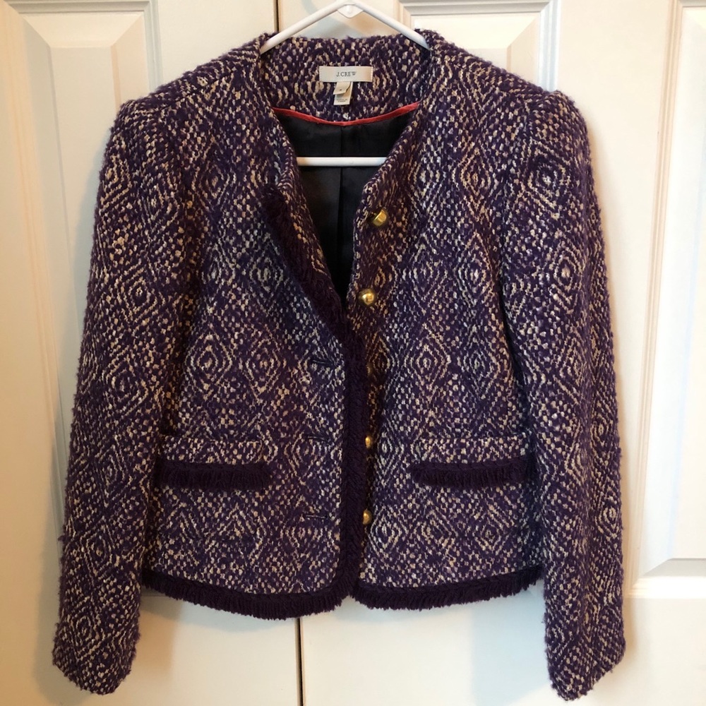 J. Crew Purple and Cream Tweed Blazer